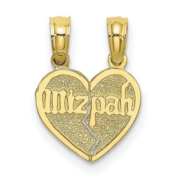 10K Reversible Break apart Mizpah Heart Pendant