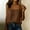 Brown, variant on Qulqfy Solid Women's Blouses Cotton Linen Casual Boat Neck Sleeveless Loose Trendy Spring Summer Hollow Out Ladies Tops and Blouses XL