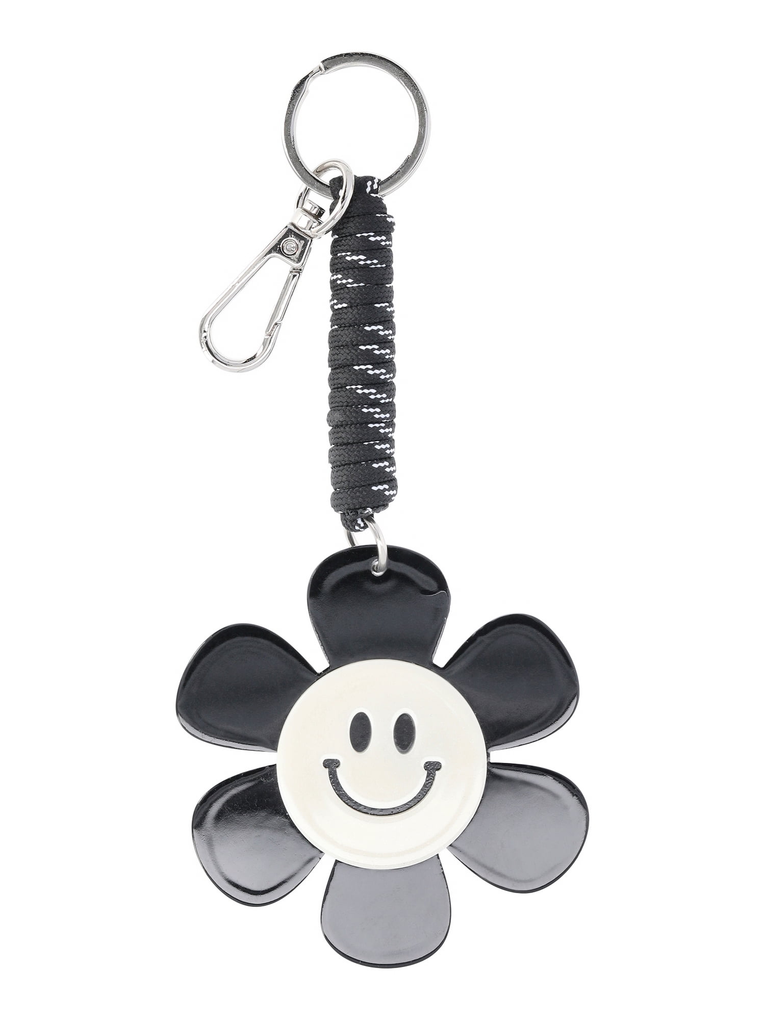 No Boundaries Women's Hands Free Bag Charm, Black/White Flower Bungee