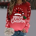 thumbnail image 2 of Gibobby Sudadera de Navidad para mujer Sudadera para mujer Moda Navidad Estampado Cuello redondo Ajuste Tops Casual Manga larga Camisas de entrenamiento Blusa suelta(Rojo de la sandía,XG), 2 of 5