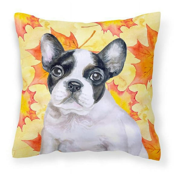 French Bulldog Black White Fall Fabric Decorative Pillow