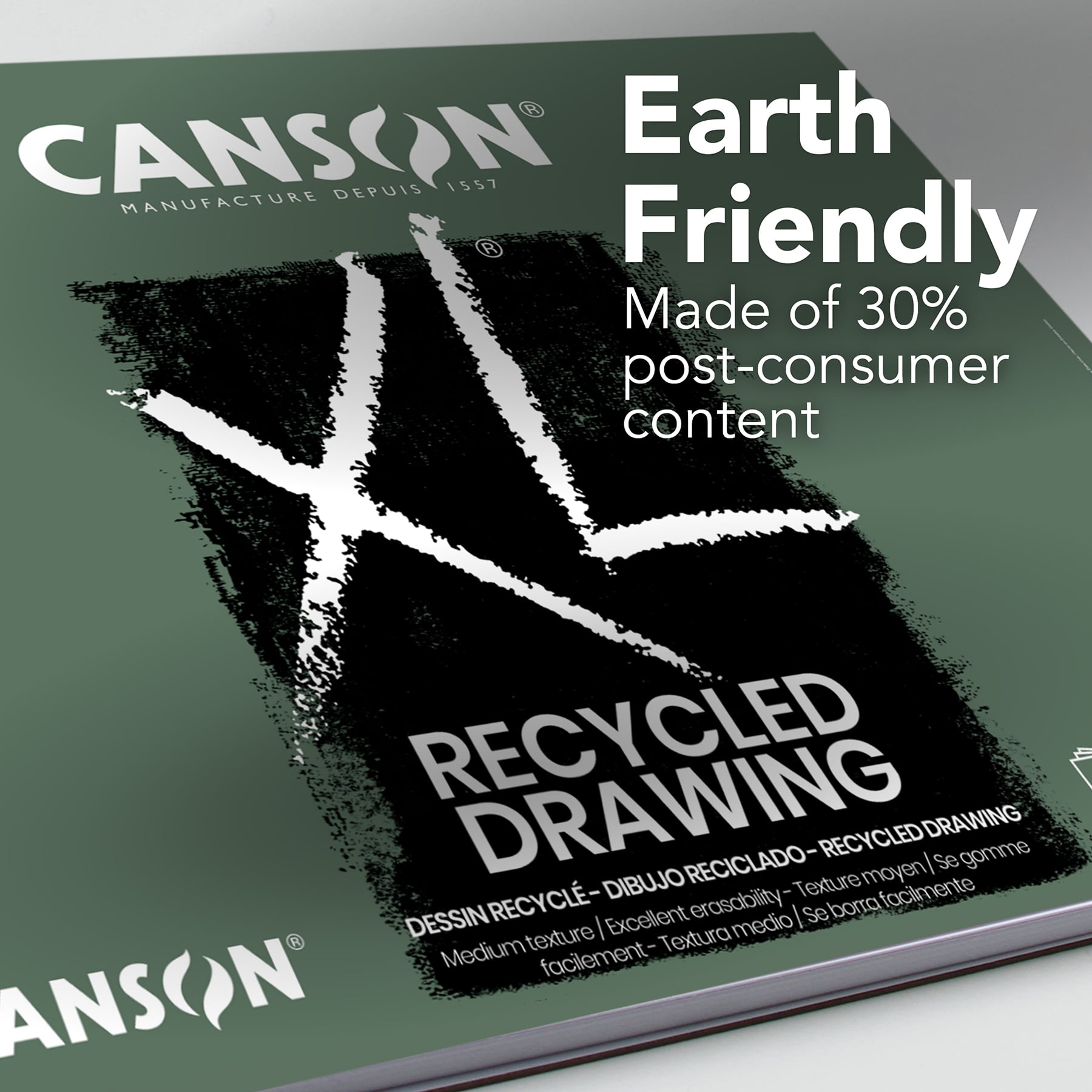 Canson XL Recycled Drawing Pad, 18 in x 24 in, 30 Sheets/Pad