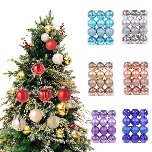 D-GROEE 24Pcs Christmas Balls Ornaments for Xmas Tree Shatterproof Christmas Tree Hanging Balls Decoration for Holiday Party Baubles Set with Hang Rope