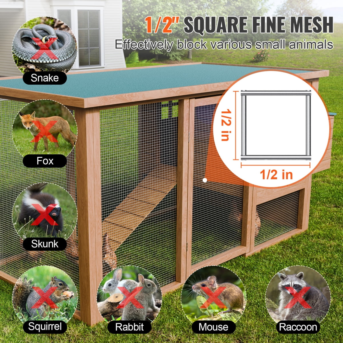 ZHICHUN 1/2 Inch 19 Gauge Hot Dipped Galvanized Hardware Cloth 36in x 50ft Steel Wire Mesh Roll for Rabbit Cages Garden & Small Rodent Protection