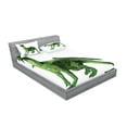 thumbnail image 2 of Ambesonne Animal Fitted Sheet & Pillow Sham Set, Ugly Standing Dragon, Queen, White Green, 2 of 2