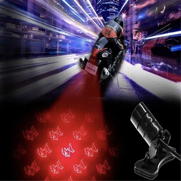 2@#Motorcycle Brake Parking Lamp Rearing Warning Light Auto Styling Red Line Anti Collision Rear-End Laser Tail Fog LightStars style He Qiyong unisex