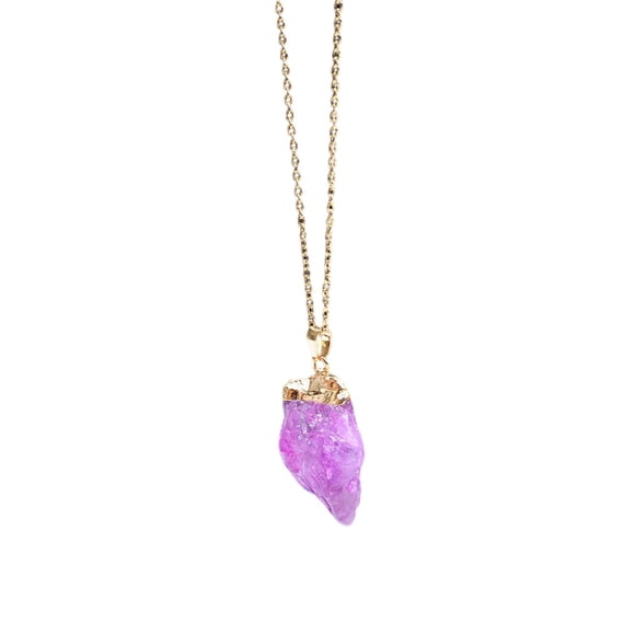TopLLC Necklaces for Women 1PC Natural Stone Crystal Necklace Gold Plated Quartz Pendant Jewelry Gifts