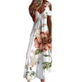 thumbnail image 1 of Frontwalk Vestido largo bohemio para mujer con cuello en V Kaftan Maxi vestidos de mujer con hombros descubiertos, vestido de playa de verano para viajes, 1 of 5