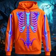thumbnail image 2 of Tfken Halloween Hoodie For Mens Long Sleeve Festival Graphic Print Halloween Skeleton Sweatshirts Soft Loose Trendy Pullover Tops Outdoor Fall Winter Warm Men Breathable Clothes Orange, 2 of 3
