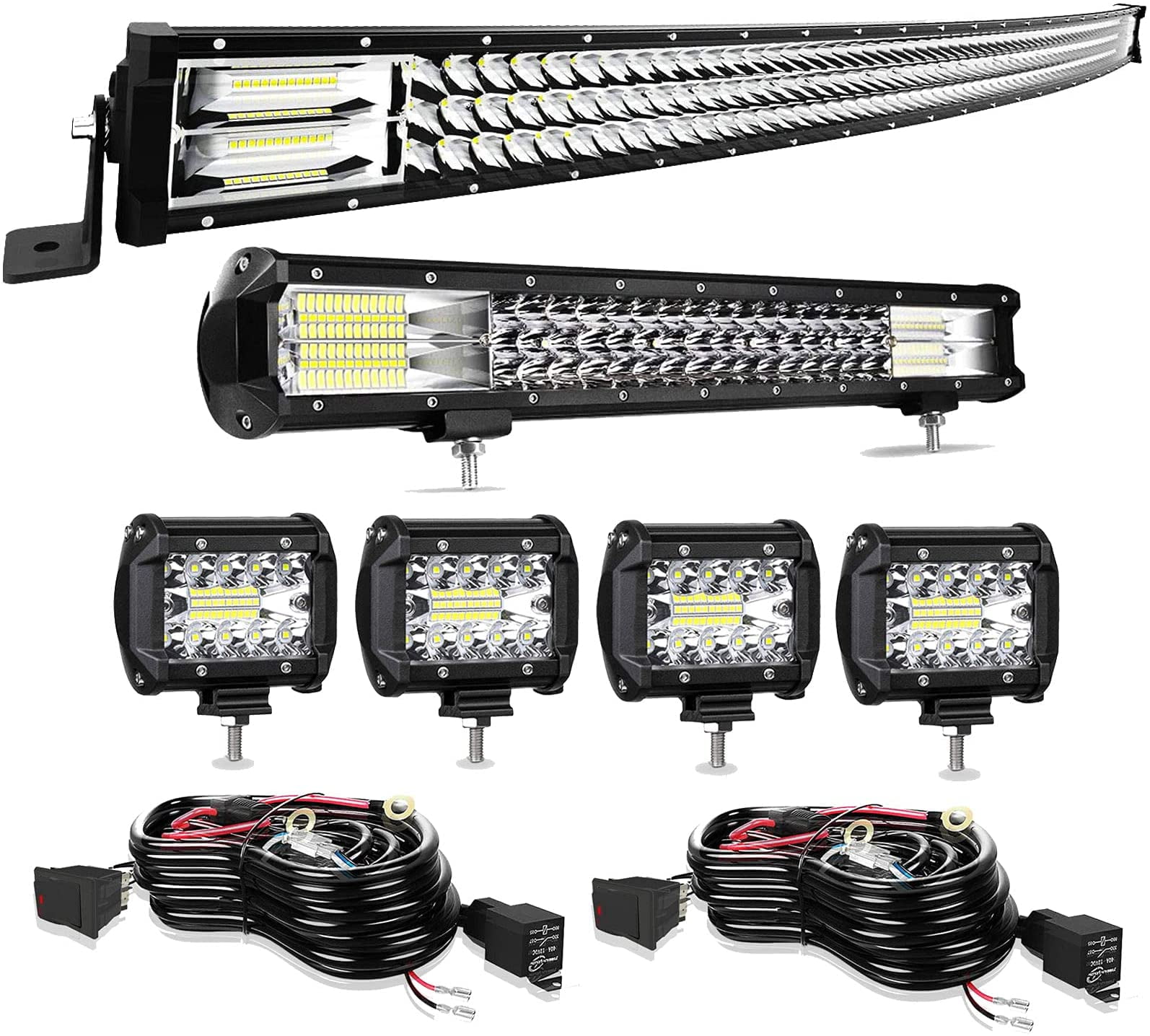 44Inch 684W LED Light Bar Flood Spot Combo 3-Row Work Driving Lamp or Wiring Kit