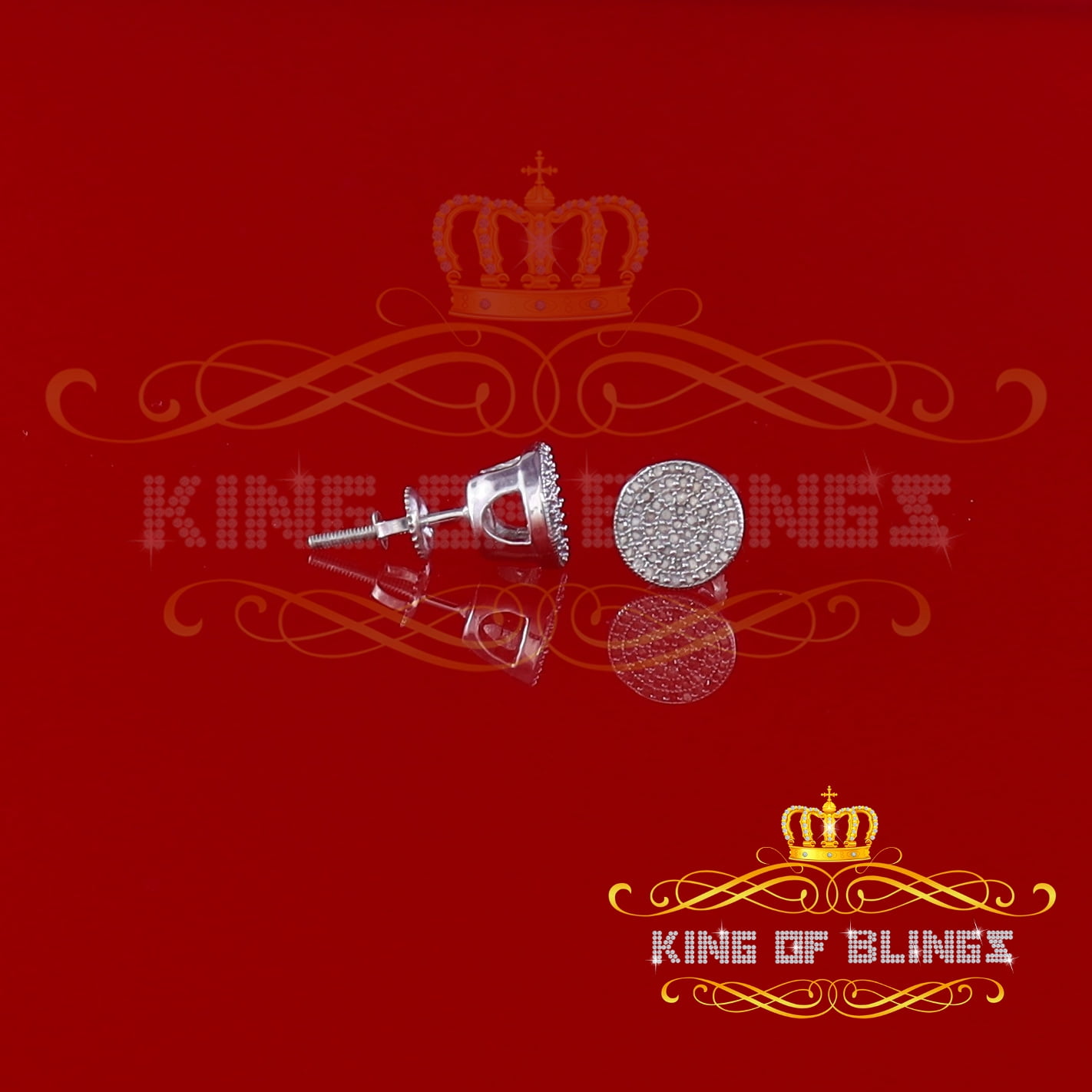King of Bling's 925 Sterling Silver White 0.25ct Diamond For Men's/Women's Stud Round Earrings