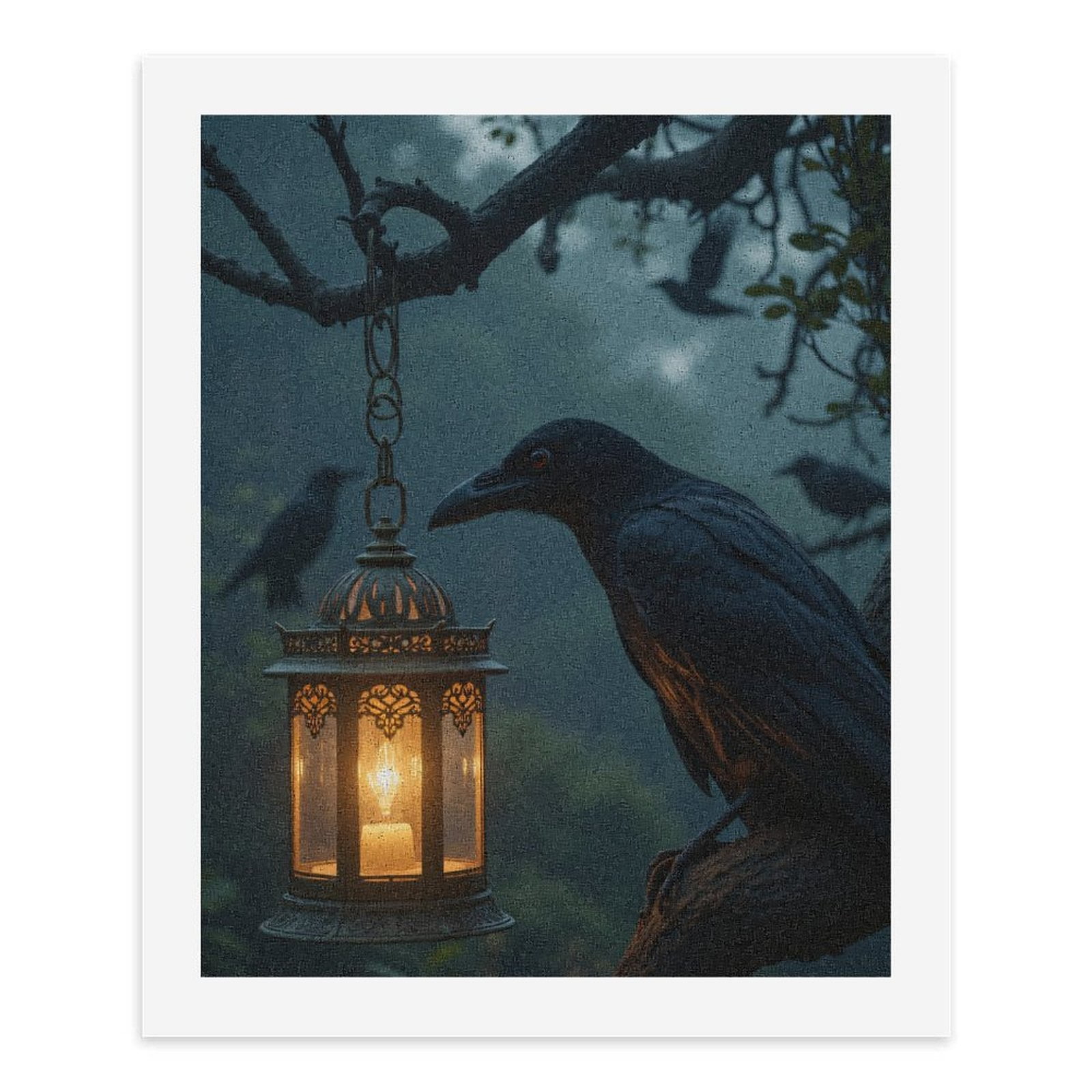 Paint By Numbers Kit for Adults Beginner - Mysterious Crow Lantern Scene DIY Canvas Painting Kits for Adults, Frameless Paint By Number for Adults for Home Wall Decor 16x20 Inch