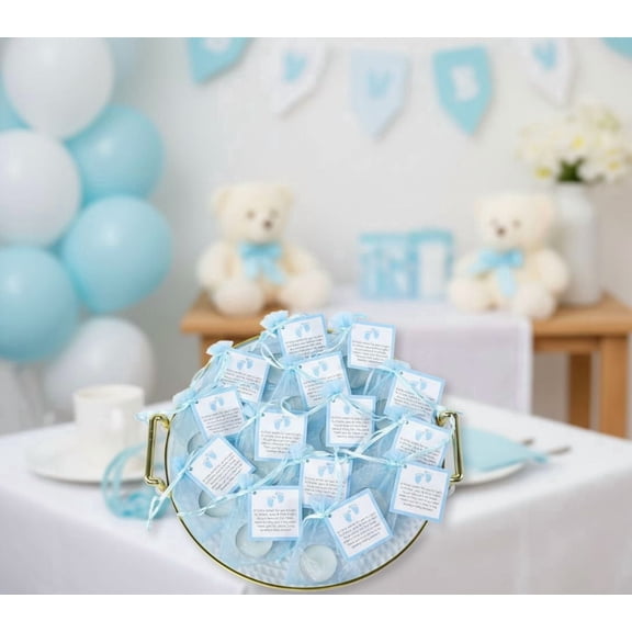 50pcs Tea Light Candles Set for Baby Shower Party Favors, Christening Favors for Guests, Baby Boy Gender Reveal Favors. (Blue)