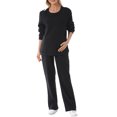 thumbnail image 1 of FOCUSNORM Women Cotton Maternity Sweatshirt Loose Solid Color Crew Neck Long Sleeve Side Zipper Pullover Tops for Fall Winter, 1 of 8