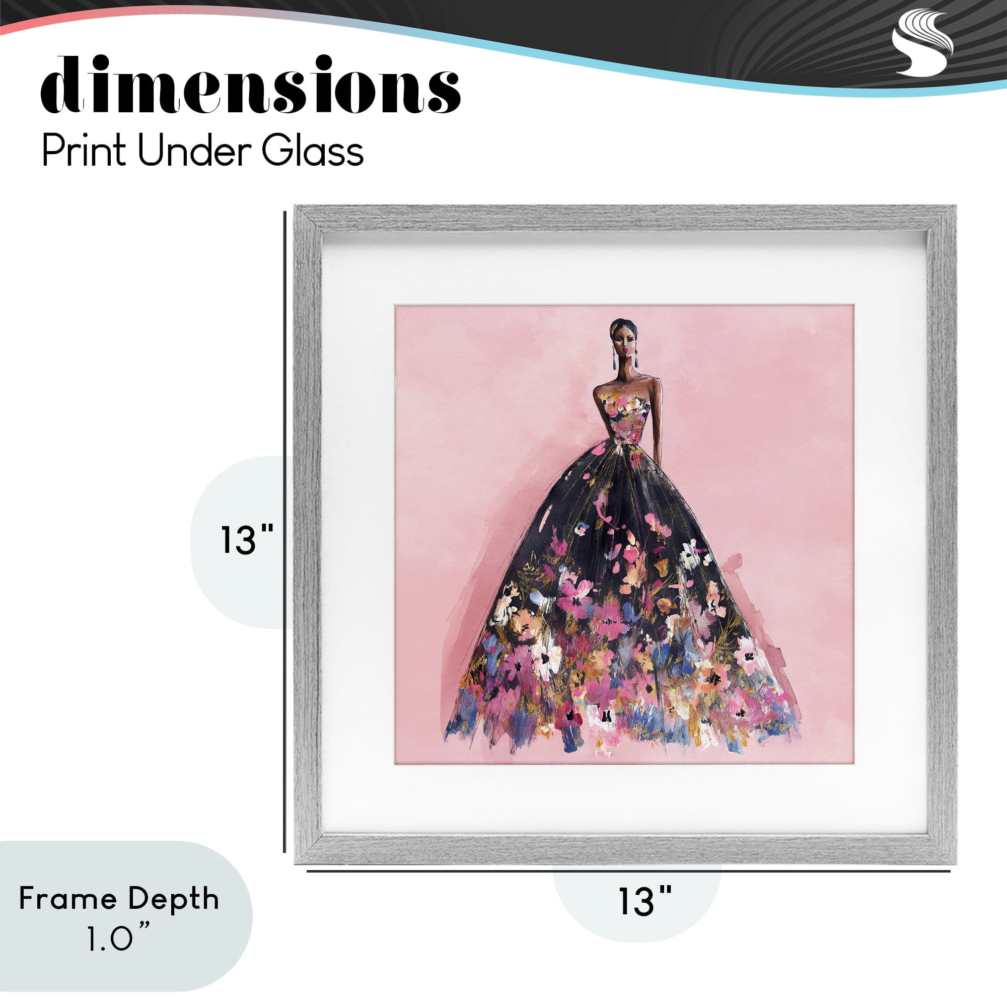Stupell Industries Floral Reverie Gown Gray Framed Print Under Glass, design by Svetlana Aleynikova