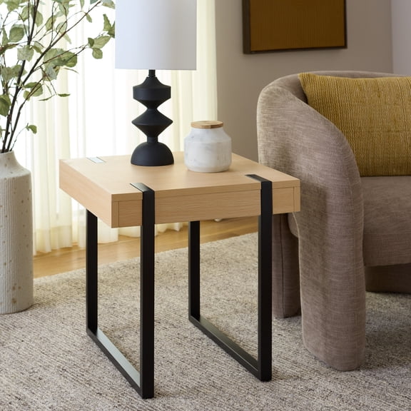Safavieh Klausner Morden Wood and Metal End Table, Natural / Black