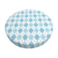 thumbnail image 2 of Lsque Blue and White Squares Round Bar chair cushion covers Velvet Fabric Premium Comfort Protects from Scratches and Stains for 14-17 Inch Chair- 12 inch, 2 of 7