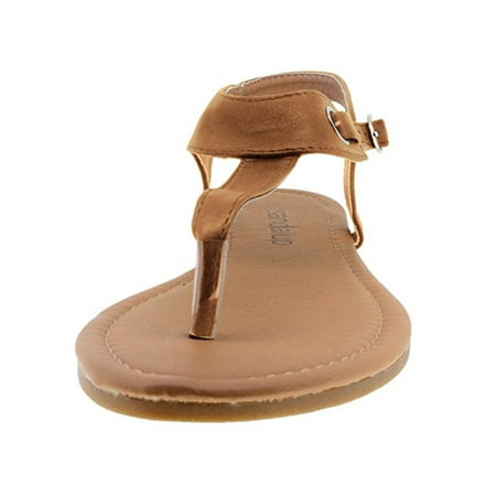 Summer Flip Flop Sandals - Newstar Flat Claire Sandal for Women, Women's Blue Flat Summer Sandals with Buckle, HXZ050 Slippers Flip Flops for Women