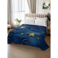 thumbnail image 3 of California King Size Flat Sheet Only, Navy Blue Yellow Star Soft Brushed Microfiber Bed Sheets, Starry Sky Vintage Hotel Quality Breathable Bedding Top Sheet, Easy Care, 108"x98", 3 of 9