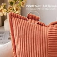 thumbnail image 2 of Coral Red Corduroy Pillow Covers 16x16 Inch with Splicing Set of 2 Super Soft Boho Striped Pillow Covers Broadside Decorative Textured Throw Pillows for Spring Couch Cushion Bed Livingroom, 2 of 12