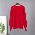 thumbnail image 5 of Busydd Women's Sweaters Fashion Solid Color Long Sleeve Crewneck Sweater Women Knit Ribbed Pullover Sweaters for Women Free Size, 5 of 6