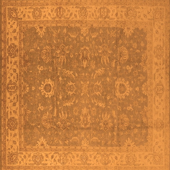 Ahgly Company Indoor Square Oriental Orange Industrial Area Rugs, 8' Square