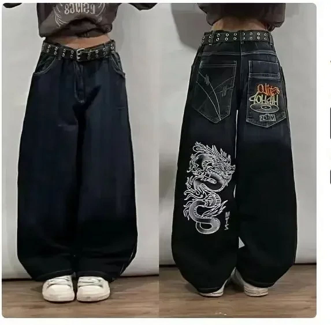 90’s hiphop tribal streetwear 極太 jeans TRIBAL Gear jeans, blue vintage baggy jeans, 90s hip hop clothing