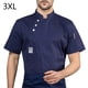 thumbnail image 2 of Chaqueta de cocinero Cocina Delantal Tres botones con bolsillos delanteros Ropa de verano Camisas para hombres Suministros de cocina para asrill restaurante azul 3xl kenally LF000331-11, 2 of 7