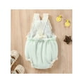 thumbnail image 3 of Summer Newborn Baby Girl's Sweet Romper Lace Trim Shoulder Straps 3D Flower Decoration Open Back Tie-up Triangle Jumpsuit, 3 of 8
