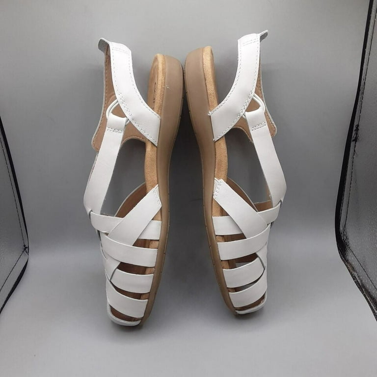 【INCHANT ME】Elanet Fisherman Sandals Women's Off-White Leather Fisherman Sandal | ME+EM