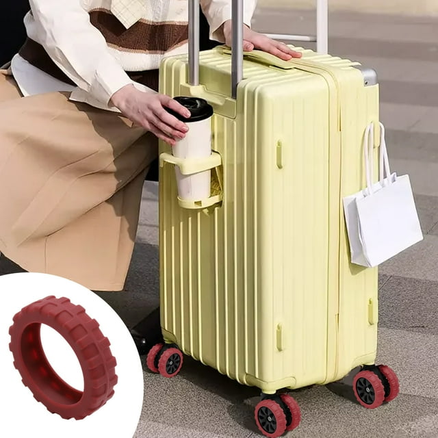 4 Pcs Housses de Roues de Bagage, Housse de Roues de Valise, Protecteur de Roues de Bagage, Housse en Silicone pour Roulettes de Bagage Cabine, Étui en Silicone pour Roues Pivotantes de Bagage avec Résistance à l'Usure, Anti-Bruit (Rouge)