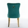thumbnail image 6 of 2-Piece Green Velvet Dining Chairs - Modern Tufted Upholstered Side Chairs with Gold Metal Legs & Nailhead Trim, 6 of 11