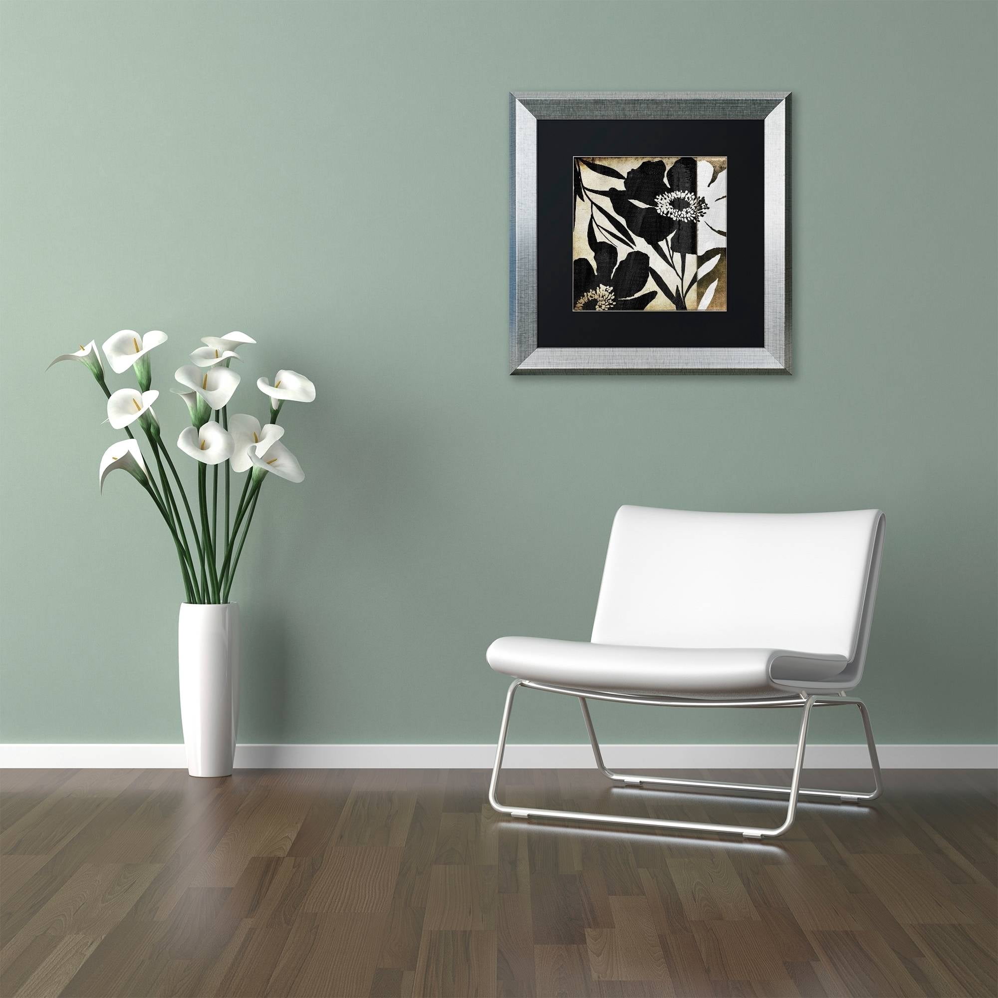 Trademark Fine Art "Floral Jungle Lines II" Canvas Art by Color Bakery Black Matte, Silver Frame