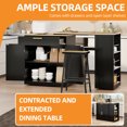 thumbnail image 2 of Craftian Extendable Kitchen Island Table with Stools & Storage, Kitchen Island with Charging Station, Black, 2 of 8