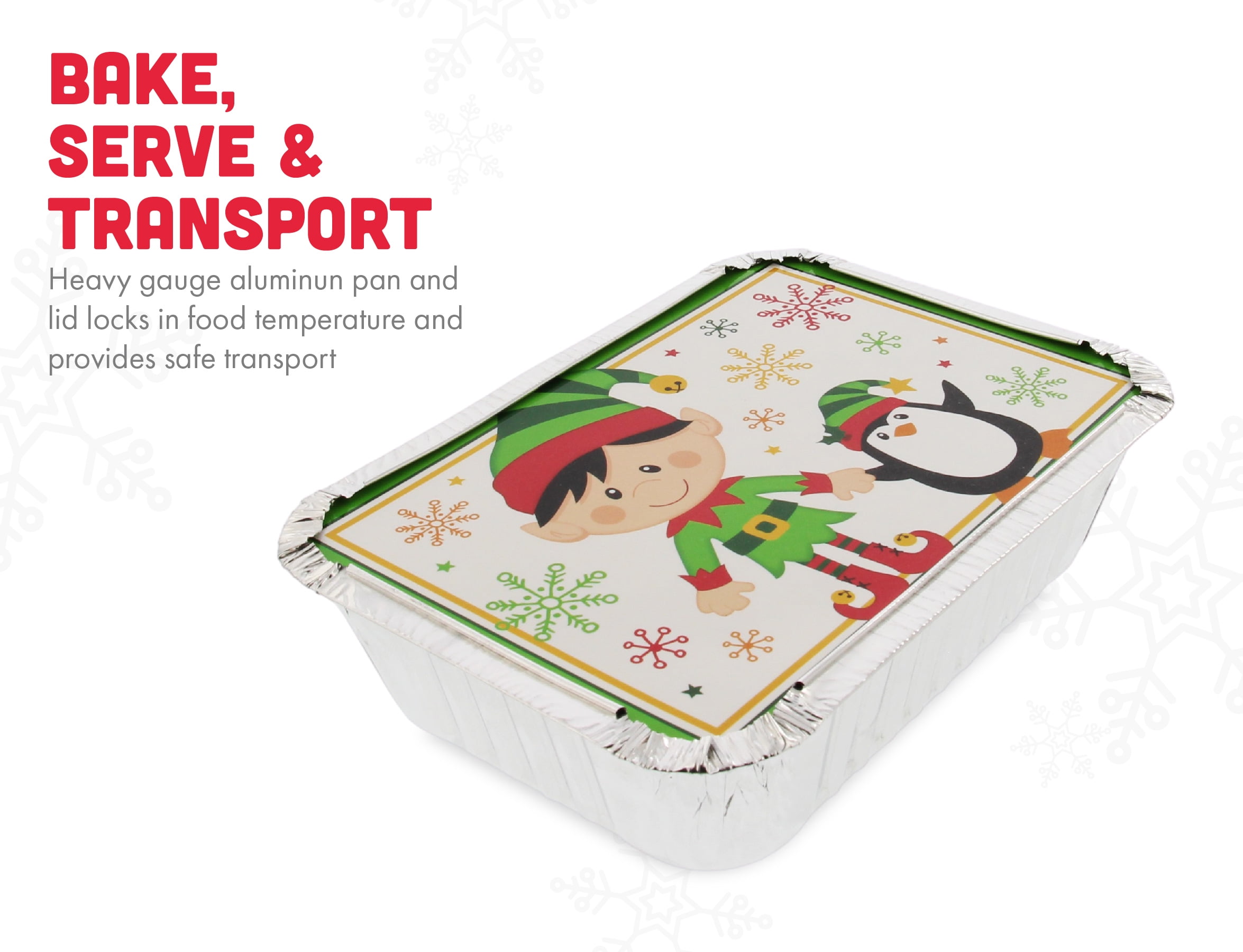 Snowman /& Santa Festive Cover Print 6 Holiday Designs Aluminum Set of 36 Christmas Treat Foil Containers