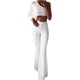 thumbnail image 2 of LoyisViDion Pantalones de mujer en liquidación, moda femenina, pantalones lisos, leggings elásticos, pantalones acampanados, blanco, talla M, 2 of 5