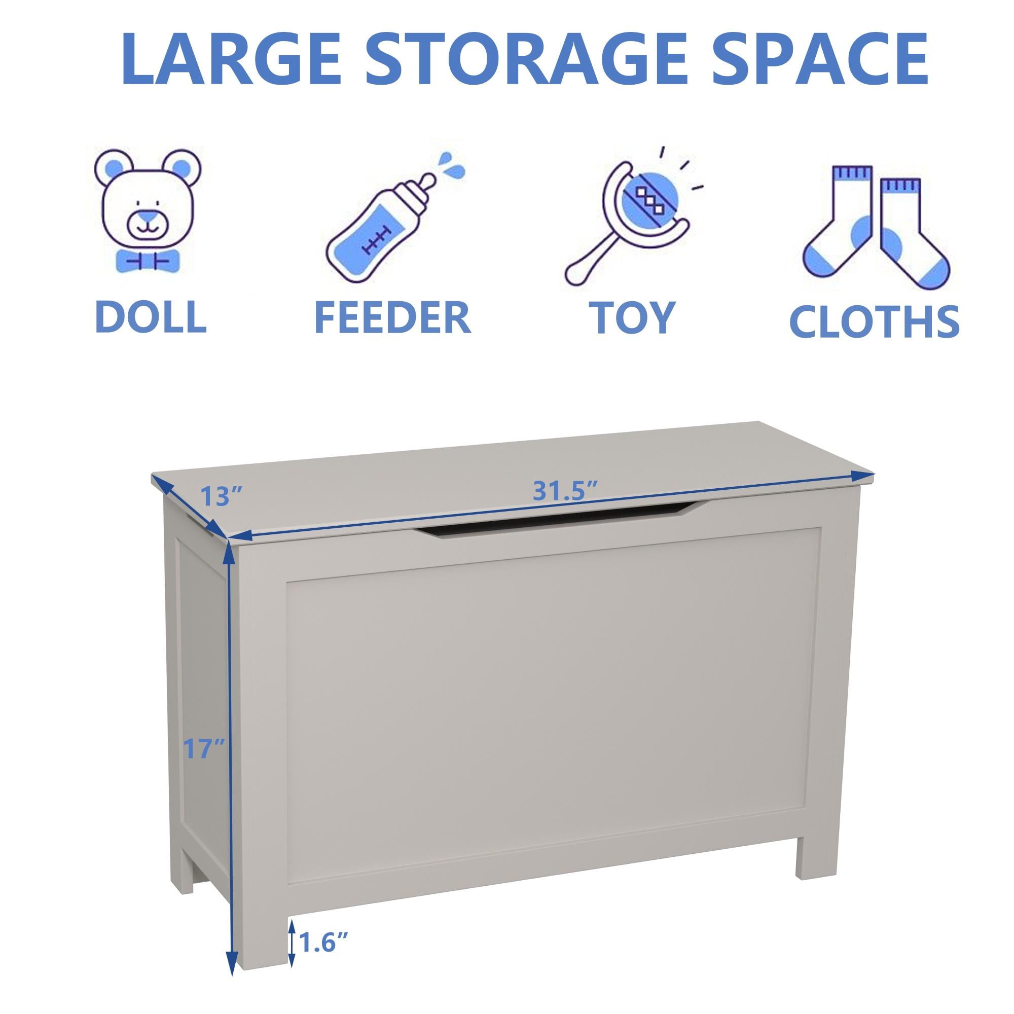 Toy Box for Girls & Boys, Wooden Toy Storage Chest for Kids 100 lbs, Porch Entryway Storage Trunk for Toy Clothes Bedroom Living Room, Gray