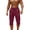 Wine1, variant on UAMVSH Men's Linen Capri Pants Side Split Summer Beach Yoga 3/4 Shorts Elastic Waist Drawstring Below Knee Casual Shorts with Pockets