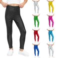 thumbnail image 3 of Lullu Girls Shiny Metallic Leggings High Waisted Dance Stage Performance Pants, Size 3-10, 3 of 4