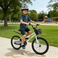 thumbnail image 2 of Costway 20” Kids Bike with Hand & Coaster Brakes, Adjustable Seat & Handlebar, Kickstand White, 2 of 9