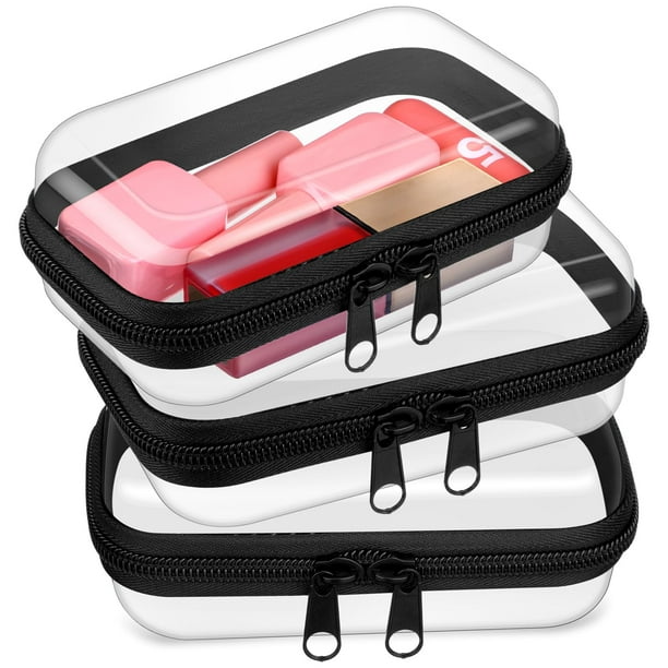 Funda rígida transparente con cierre, bolsa de plástico, bolsa de maquillaje transparente