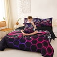 thumbnail image 3 of Erosebridal Racing Car Twin Bedding Sets for Kids Boys, Gradient Pink Honeycomb Bedding Comforter Set, Black Reversible, 7pcs, 3 of 6
