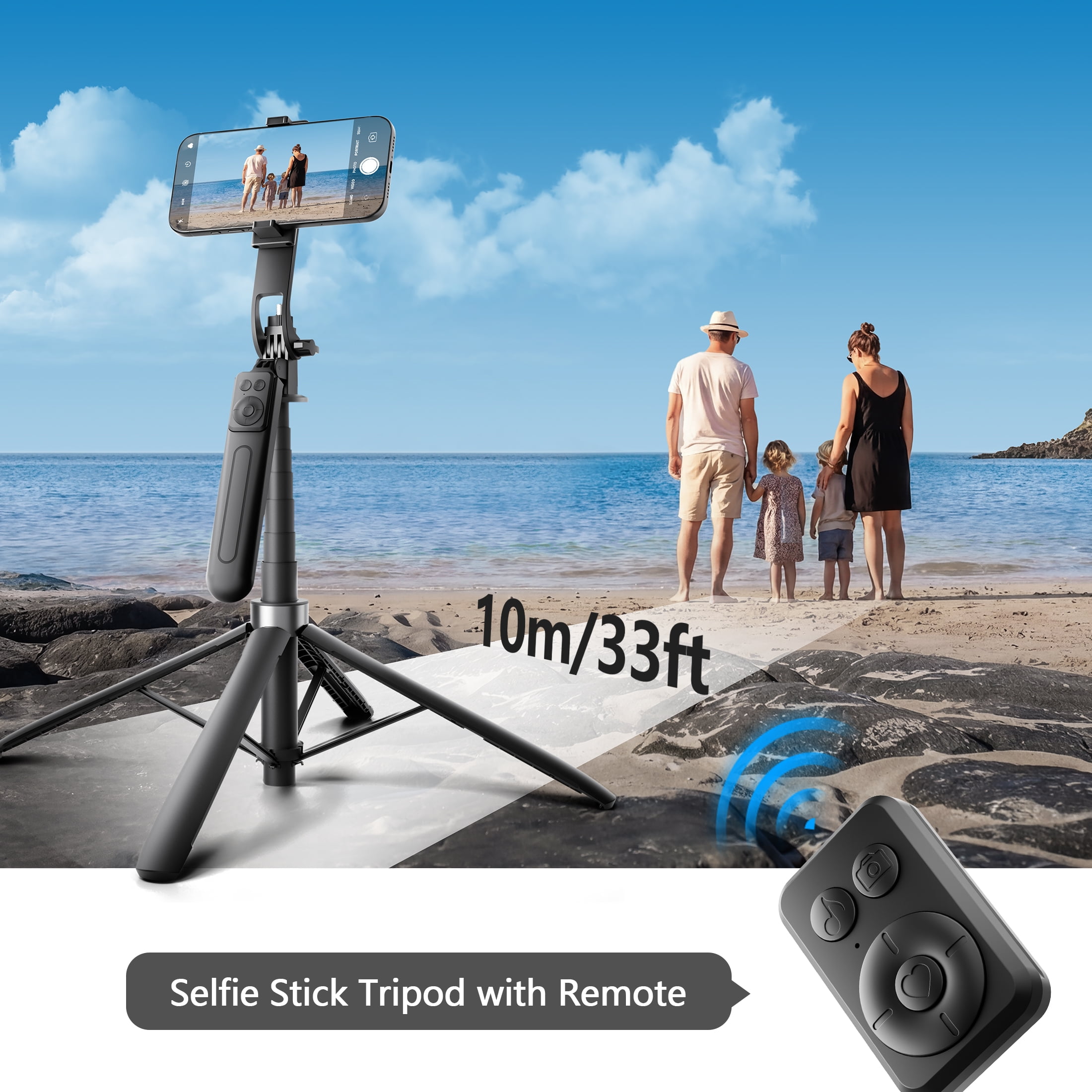 Tripod for iPhone, Phone Tripod & Selfie Stick for iPhone with Remote, 71" Extendable Portable Phone Tripod Stand, 360° Rotating Cell Phone Holder for Video Recording, Compatible with Android