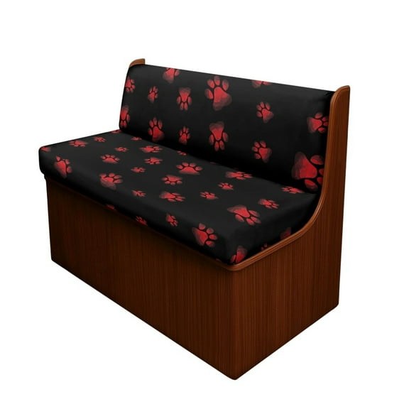 Yuyamidu Red Dog Paw RV Dinette Cushion Covers Booth Set Stretchy Camper Cushion Covers Soft Couch Cover for RV Camper Sofa Comfy Loveseat Slipcovers for Travel Trailer Couch