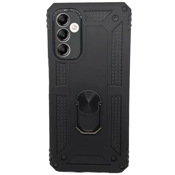 Funda Uso Rudo Cely Vesmir con Anillo Magnético Para Samsung A14 Negro con 2 Micas de Cristal