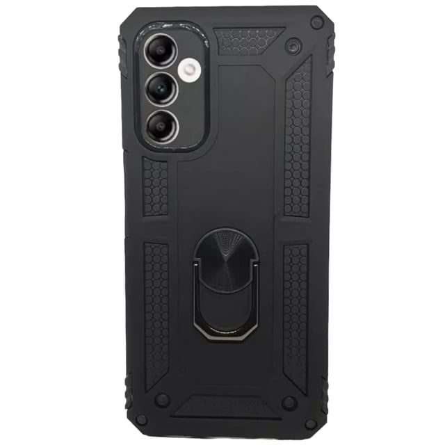 Funda Uso Rudo Cely Vesmir con Anillo Magnético Para Samsung A14 Negro con 2 Micas de Cristal