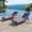 Brown+Blue, variant on Senfot 2PCS Outdoor Chaise Lounge, Iron + Rattan + Soft Cushion, Comfortable Reclining Lounge for Patio Red