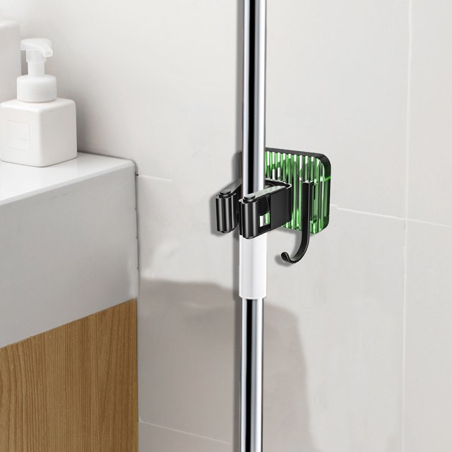 Ovzne Unattached Clip Hook Transparent Backboard No Punching Hook Stainless Steel Mop Clip No Punching Mop Metal Hook Bathroom Brooms Mop Storage Rack On Clearance