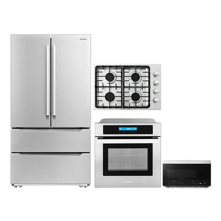 4 Piece Kitchen Package 30  Gas Cooktop 24  Single Electric Wall Oven 30  Over-The-Range Microwave &amp; Energy Star French Door Refrigerator