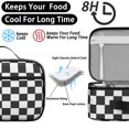 thumbnail image 4 of Black and White Checkered Pattern Insulated Lunch Bag Teens,Bento School Lunch Bag for Teens for Work,Picnic or Travel 10.6x7.7x4.3 Inches,12 Can Capacity, 4 of 6